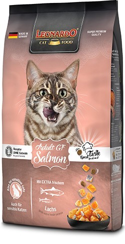LEONARDO ADULT SALMON Grain Free line Ξηρά τροφή για ενήλικες ευαίσθητες γάτες από 1 έτους με αλλεργίες, δυσανεξίες στα σιτηρά ή στην γλουτένη, με φρέσκο σολωμό 7,5kg
